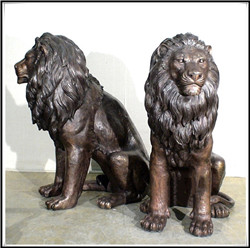 銅獅子坐像一對