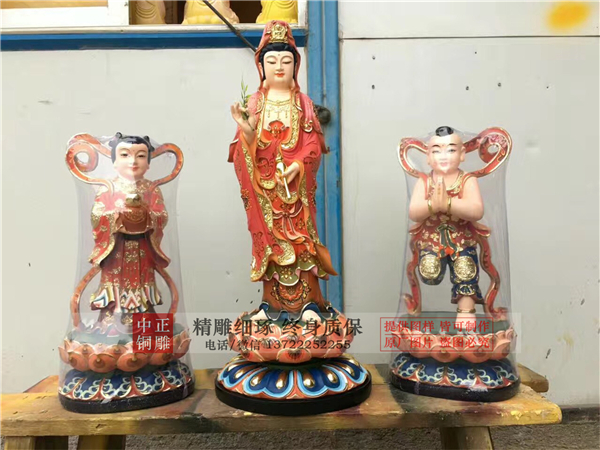 玻璃鋼立式彩繪觀音雕塑