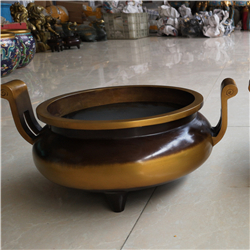 雙耳三足銅香爐雕塑