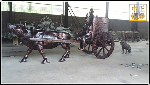 農(nóng)耕拉車銅牛
