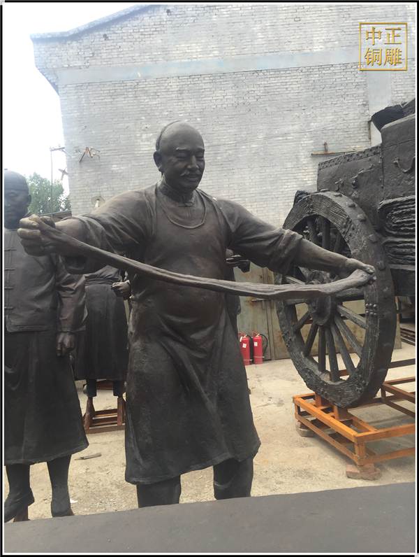 古代拉面人物銅雕塑
