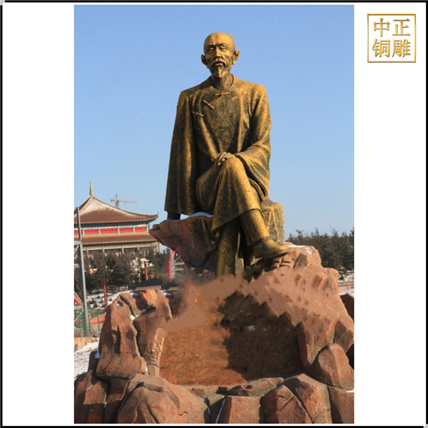 歷史作家蒲松齡人物坐像銅雕塑