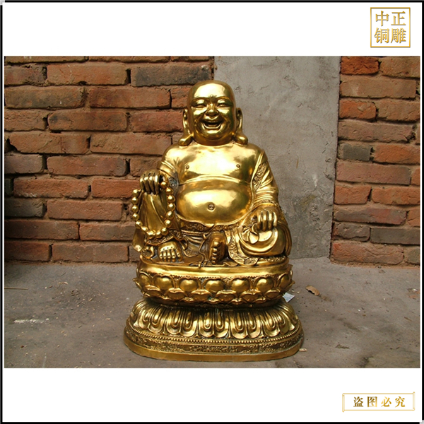 彩繪彌勒佛銅像