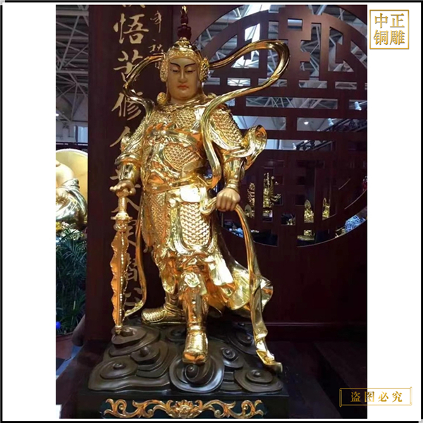 彩繪貼金韋陀菩薩銅像