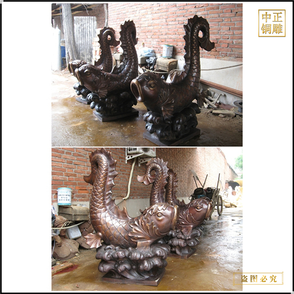 室外銅魚(yú)擺件鑄造
