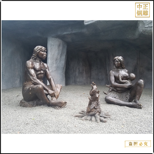 馬壩人烤火銅雕塑制作