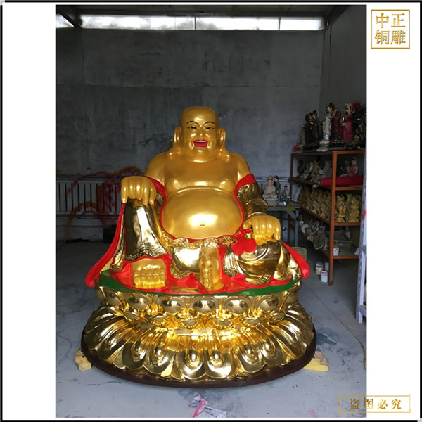 寺院大肚彌勒佛銅像