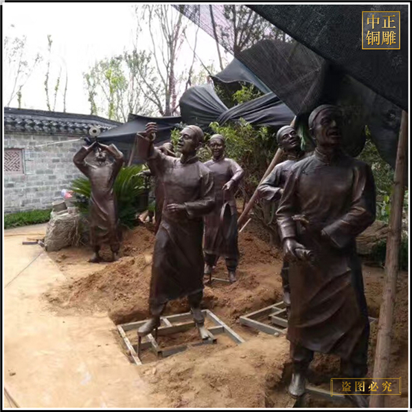 古代迎親人物雕塑鑄造