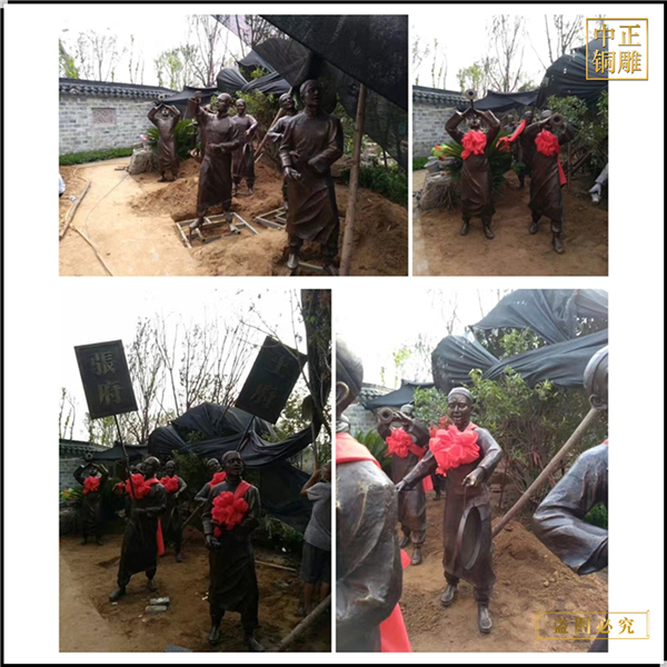 古代迎親人物銅雕塑