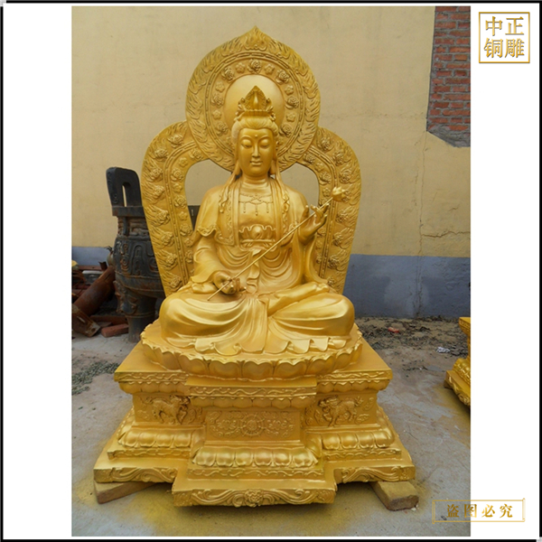 寺廟西方三圣銅像