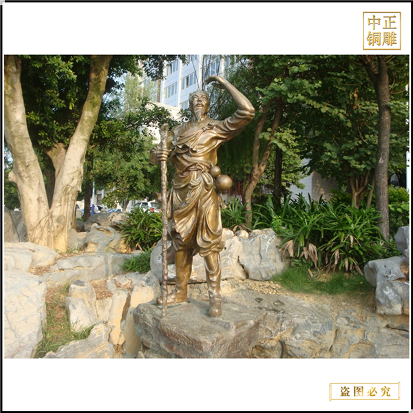 古代人物遙望遠方銅雕塑