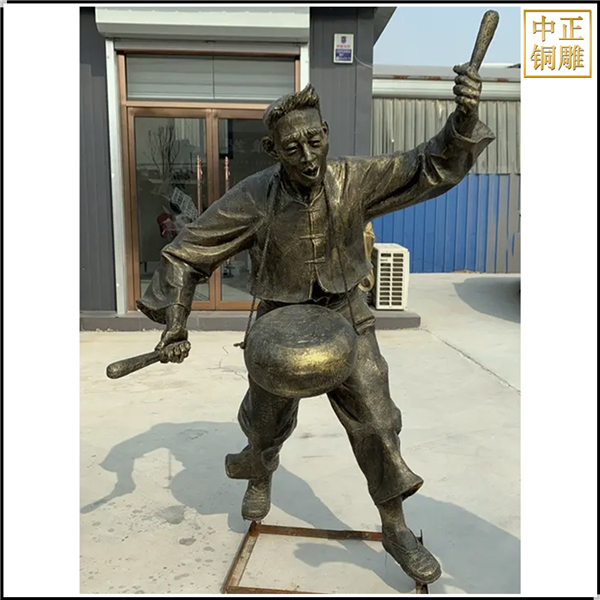 打鼓人物銅雕塑定制