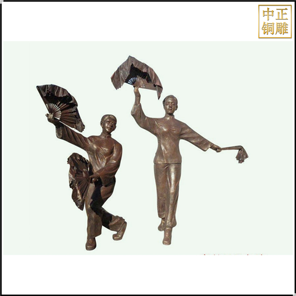 扭秧歌人物銅雕塑