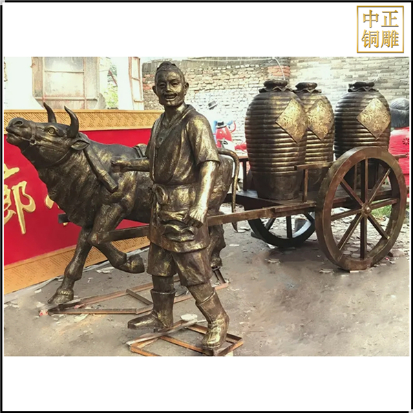 拉車賣酒人物銅雕塑