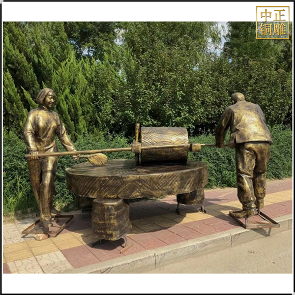 農耕磨谷子人物雕塑