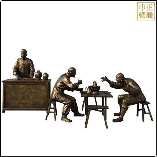 喝酒劃拳銅雕塑