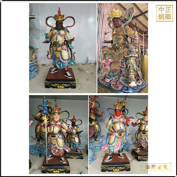 供應1.8米彩繪四大天王銅像