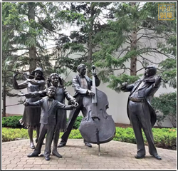 樂隊(duì)演唱園林銅雕塑